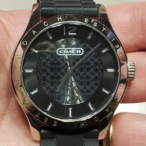 Authentic Coach Men's Quartz Black Rubber Watch
